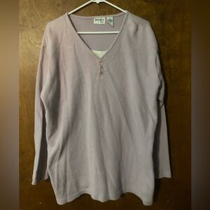 3xl Light Purple Sweater With Faux Undershirt By Basics